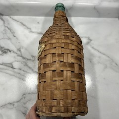 Vintage 1959 BOLLA Wine Wicker Wrapped Green Glass Bottle 16 1/2 Inches Tall