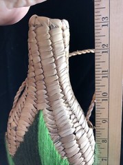 Wicker Rattan Straw Wine Bottle Carrier Holder Decorative Design Vintage Mid-mod