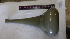 GREEN DIMPLE BASED BOTTLE WITH LONG NECK WINE/VASE HAND BLOWN