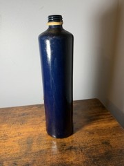 Vintage Beameister Empty Stoneware German Riesling Wine Bottle 11&Prime; Tall Blue