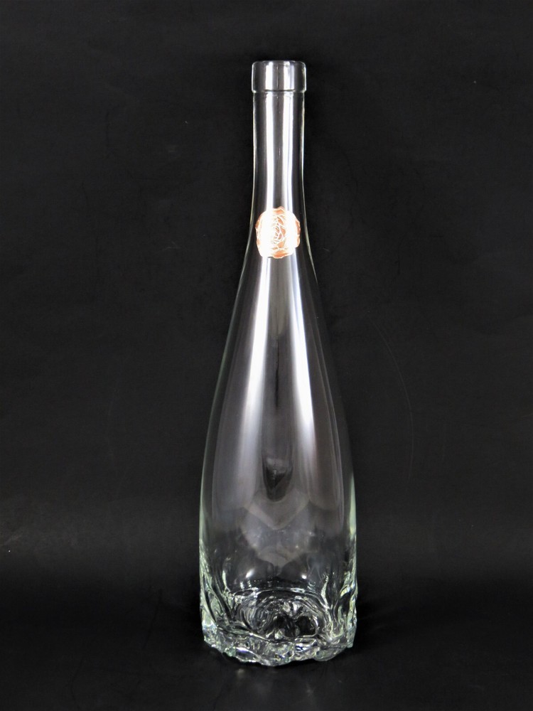Empty Languedoc Rose Wine Bottle Crystal Clear Rose Embossed Bottom 13 Inch
