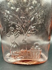 VTG Jus De Fruits Large Pink Glass Wine/Liquor Bottle w Original Rosenthal Label