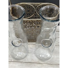 Vintage Half Liter Glass Decanter Carafes Wine/Milk Bottles Jugs In Carrier