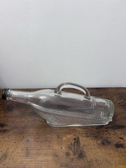 London Winery Horizontal Glass Wine Bottle & Screw Cap Handle Empty VTG