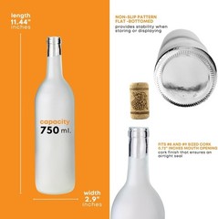 FastRack – 750 ml Frosted Wine Bottles (Pack of 12), W5 750 ml Bordeaux Glass