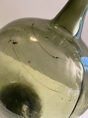 Vintage 20&Prime; Hand Blown Wine Bottle DemiJohn Antique Green Glass Rare
