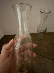 Pair Of Braswell&rsquo;s Carafes .25 Liter With Insignia Clear Glass 1/2 Bottle Server