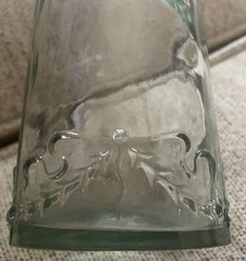 Vintage Pressed Glass Bottle Made in Spain – Water or Wine – Floral Motif (12”)