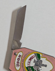 VINTAGE MINI CLOISONNE FIGURAL KNIFE Portugal CONCELLOS Rose WINE BOTTLE w/case