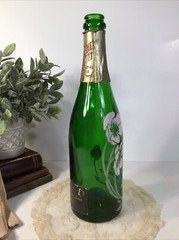 Vintage Perrier-Jouet Fleur De Champagne Bottle~1976~Hand Painted Flowers~Empty~