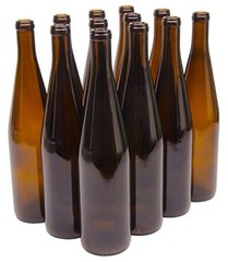 750ml Glass California Hock Wine Bottle Flat-Bottomed Cork Finish – Case Amber