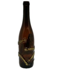 Decorative collectible empty wine bottle Baden AffentalerGold painted 3-D Monkey