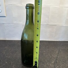VTG Green Glass Blown Wine Champagne Bottle Kick-up Base Applied Lip 9 7/8&Prime;