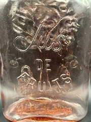 VTG Jus De Fruits Large Pink Glass Wine/Liquor Bottle w Original Rosenthal Label