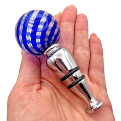 Vintage Silver Plated Cobalt Glass Bottle Wine Cap Lid Collectible Made in Italy