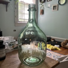 Vintage Demijohn Glass Bottle Vase Aqua/Green Glass Jug 12.5”