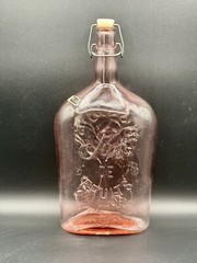 VTG Jus De Fruits Large Pink Glass Wine/Liquor Bottle w Original Rosenthal Label
