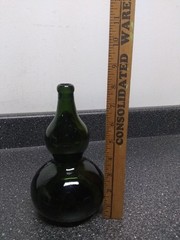 Vintage Green Glass Bubble Bottle Style Marked 348 G on Bottom