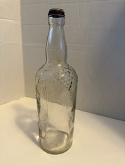 Vintage Reuler-Lewin Grape Pattern One Quart Glass Wine Bottle