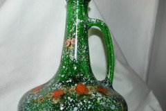 Hand Painted strawberries floral Half Gallon Glass Jug Wine Bottle Folk Art