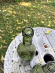 Vintage Olive Green Wine Bottle Pair