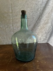 Vintage French Viresa Bottle Demijohn Wine Jug Spain 12&Prime; Green Glass