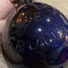 Vintage Hand Blown Casadis Milano Cobalt Blue « Jus de Fruits » Glass Jug Italy