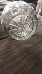Vintage Cut Glass Crystal Wine Decenter Clear Crystal 3 Rose Around Wine Bottle