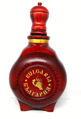 BULGARIAN Wooden Wine Bottle Decanter w/ Top & Stopper, 10-1/4&Prime; Tall