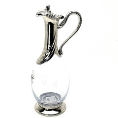 Rare Crystal & Pewter Wine Decanter Le Maison de L&rsquo;Etain Hand Blown Italy 1L