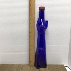 Happy Cat Cobalt Blue Glass Mosel Reisling Rheinhessen Wine Bottle 13&Prime;