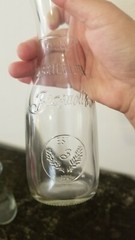 Pair Of Braswell&rsquo;s Carafes .25 Liter With Insignia Clear Glass 1/2 Bottle Server