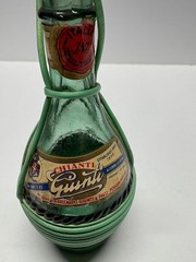Vintage Mini Riccardo Giunti Italian Chianti Wine Bottle Ex Wicker wrapped 1950