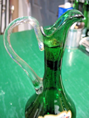 BARSOTTINI VINO ROSSO PITCHER DECANTER BOTTLE GREEN GLASS w/ LABELS EMPTY