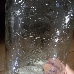 Vtg Garretts American Wines Clear Glass 1/2 Gal Bottle Decanter Embossed Grapes