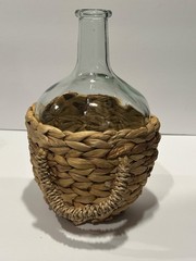Vintage Wicker Wrapped 10.75&Prime; Demijohn Glass Wine Bottle