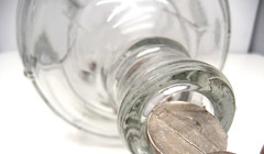 Vintage Heavy Glass Jug Gar For Wine, Penney&rsquo;s 11 inches tall seals with a cork.