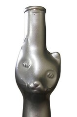 Wine Rheinhessen Cat Kitten Metallic Silver Bottle Candleholder Vase 2015