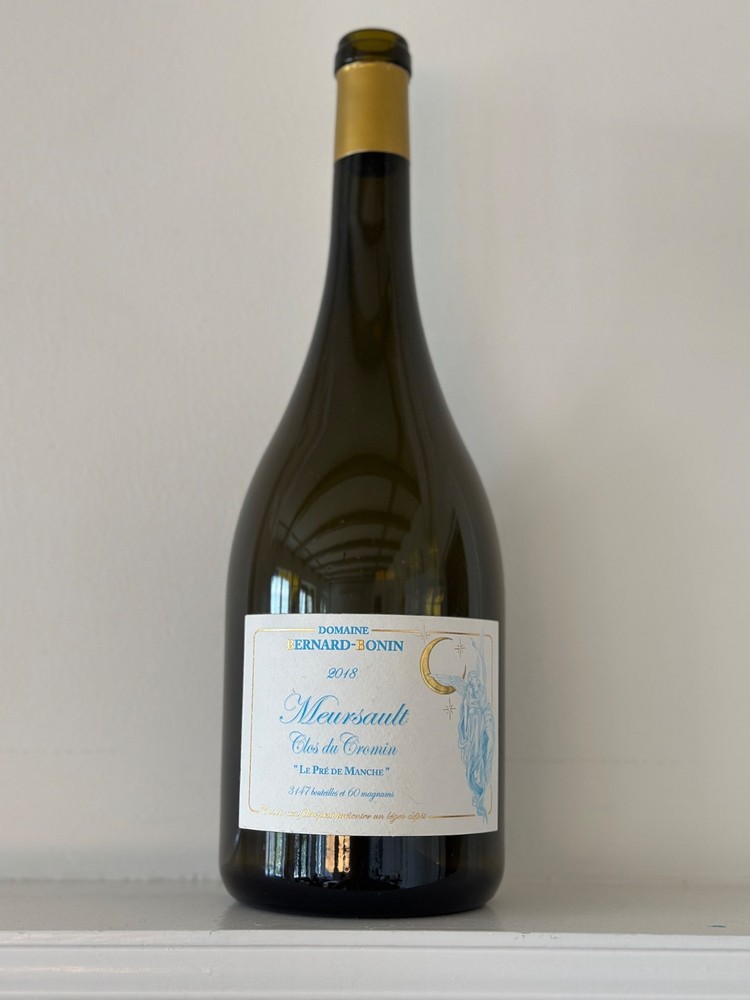 Rare empty wine bottle, Bernard-Bonin, Meursault Clos du Cromin 2018, Magnum