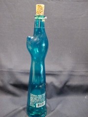 MOSELLAND « CAT » TEAL GREEN EMPTY LIQUOR BOTTLE W/ CAT CORK