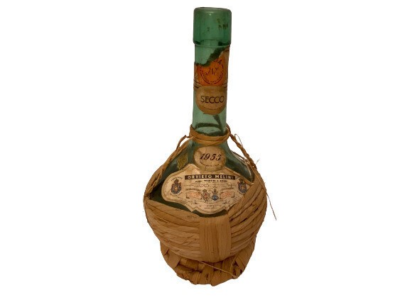 Vintage 1955 Orvieto Melini Wicker Wrapped 23 oz Italian Wine Bottle Empty