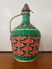 Vintage Viresa Plastic Woven Wine Bottle Decanter With Handle