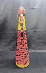 Vintage Plastic Wicker Wrapped Wine Bottle Decanter Made in Spain