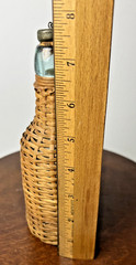 Demijohn Rattan Wicker Cover Wine Whiskey Bottle Lid Stopper & Ring Miniature 8&Prime;