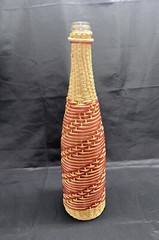 VINTAGE PLASTIC WICKER WRAPPED WINE BOTTLE RED WHITE Spain NO Cap/lid