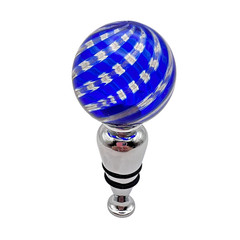 Vintage Silver Plated Cobalt Glass Bottle Wine Cap Lid Collectible Made in Italy