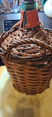 Vtg Ultra Marinos Rotterdam Wicker Covered wine bottle w/ Original Cork &Cap GC!
