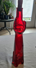 Rheinhessen Riesling HAPPY CAT Red Wine Bottle w Cork SCRATCHED decor craft READ