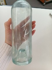 Vintage 3/4 Quart Blue Tinted Glass Wine Bottle