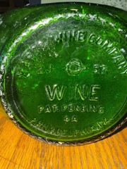 Green Glass Wine Bottle Half Gallon Embossed « WINE » Base Patent Pending